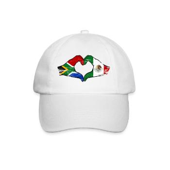 South Africa Mexico Flag Hands Heart Shape Used - Baseball Cap - white/white - Front