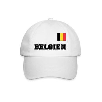 BELGIEN Trikot Look - Nationalflagge Fahne Flagge - Baseballkappe - Weiß/Weiß - Vorne