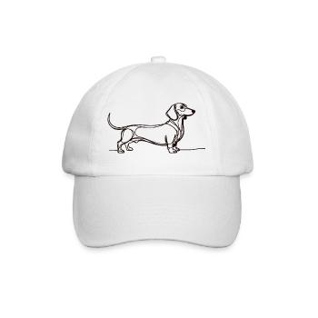 Chemise minimaliste teckel en une ligne avec un teckel - Casquette classique - blanc/blanc - Devant