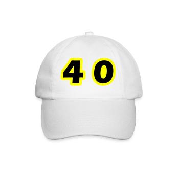 40 Zahl symbol - Baseballkappe - Weiß/Weiß - Vorne