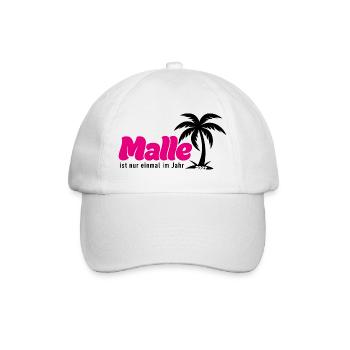 Malle ist nur einmal im Jahr 2027 – Mallorca Party - Baseballkappe - Weiß/Weiß - Vorne