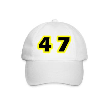 47 Zahl symbol - Baseballkappe - Weiß/Weiß - Vorne
