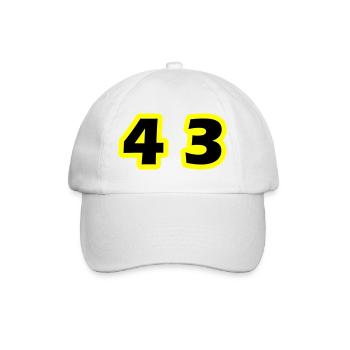 43 Zahl symbol - Baseballkappe - Weiß/Weiß - Vorne