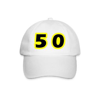 50 Zahl symbol - Baseballkappe - Weiß/Weiß - Vorne