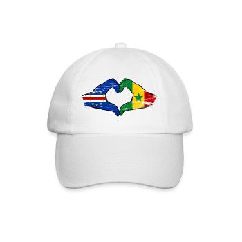 Cape Verde Senegal flag hands heart shape used - Baseball Cap - white/white - Front
