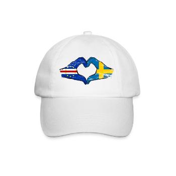 Kap Verde Schweden Flagge Hände Herzform used - Baseballkappe - Weiß/Weiß - Vorne