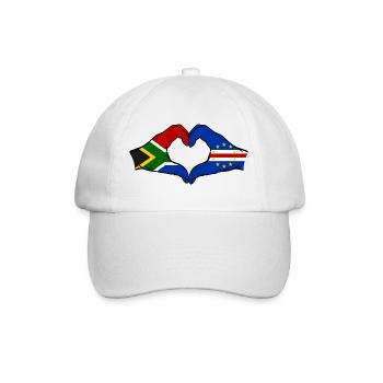 Kap Verde Südafrika Flagge Hände Herzform - Baseballkappe - Weiß/Weiß - Vorne