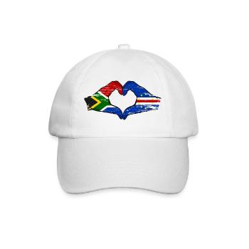 Kap Verde Südafrika Flagge Hände Herzform used - Baseballkappe - Weiß/Weiß - Vorne