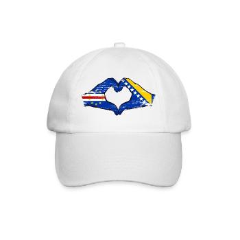 Kap Verde Bosnien Flagge Hände Herzform used - Baseballkappe - Weiß/Weiß - Vorne