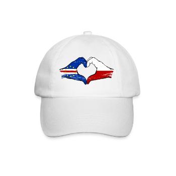 Cape Verde Poland Flag Hands Heart Shape Used - Baseball Cap - white/white - Front