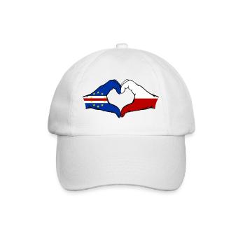 Kap Verde Polen Flagge Hände Herzform - Baseballkappe - Weiß/Weiß - Vorne