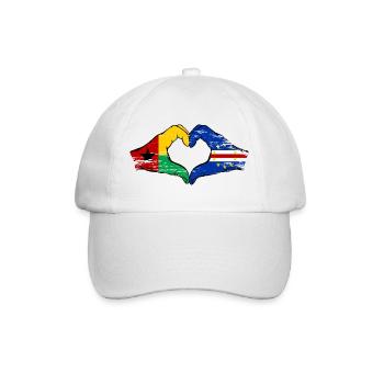 Cape Verde Guinea-Bissaus flag heart shape used - Baseball Cap - white/white - Front