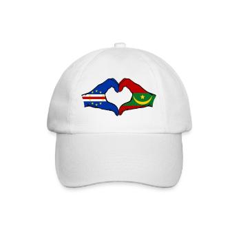 Cape Verde Mauritania Flag Hands Heart Shape - Baseball Cap - white/white - Front