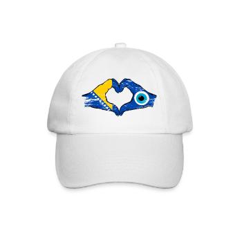 Bosnia Nazar flag hands heart shape used - Baseball Cap - white/white - Front