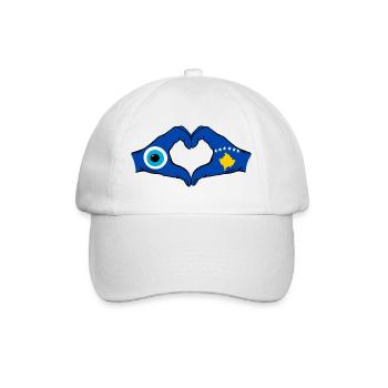 Kosovo Nazar flag hands heart shape used - Baseball Cap - white/white - Front