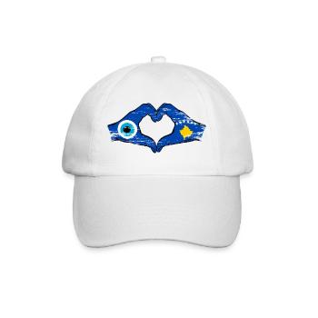 Mains du drapeau du Kosovo Nazar en forme de cœur utilisées - Casquette classique - blanc/blanc - Devant