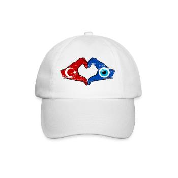Turkey Nazar Flagge_Hände heart shape used - Baseball Cap - white/white - Front