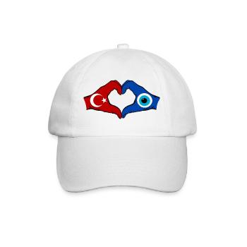Turkey Nazar Flag Hands Heart Shape - Baseball Cap - white/white - Front