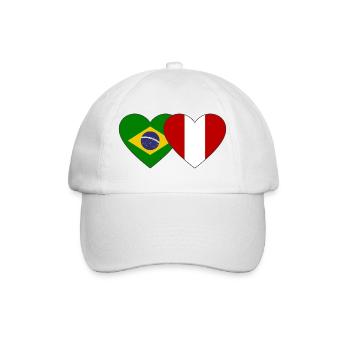 Brazil Peru Flag Hands Heart Shape Used - Baseball Cap - white/white - Front