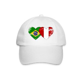 Brazil Peru Flag Hands Heart Shape Used - Baseball Cap - white/white - Front