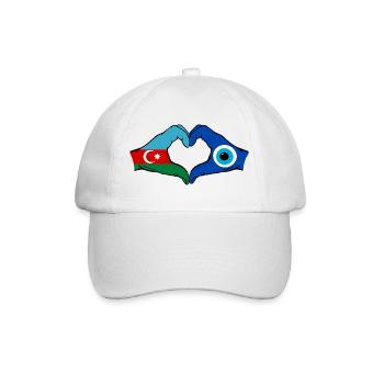Azerbaijan Nazar Flag Hands Heart Shape - Baseball Cap - white/white - Front