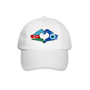 Azerbaijan Nazar Flag Hands Heart Shape Used - Baseball Cap - white/white - Front