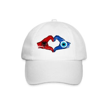 Albania Nazar Flag Hands Heart Shape Used - Baseball Cap - white/white - Front