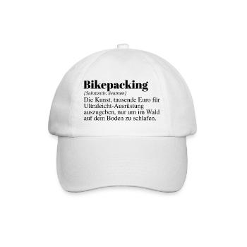 Bikepacking Duden Spruch - Baseballkappe - Weiß/Weiß - Vorne