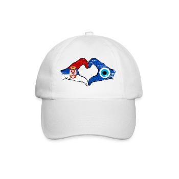 Mains du drapeau du Nazar serbe en forme de cœur utilisées - Casquette classique - blanc/blanc - Devant