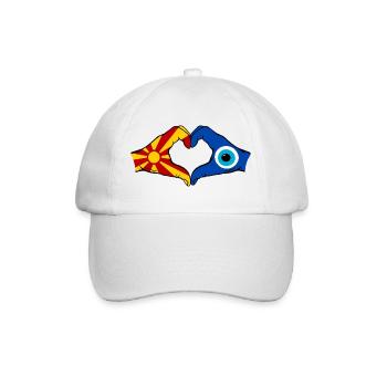 Mazedonien Nazar Flagge Hände Herzform - Baseballkappe - Weiß/Weiß - Vorne