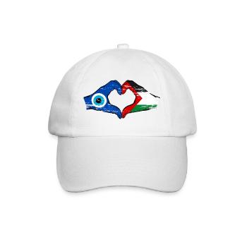 Palestine Nazar Flag Hands Heart Shape Used - Baseball Cap - white/white - Front