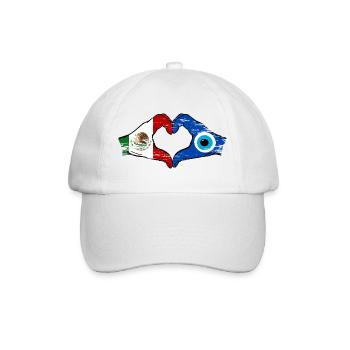 Drapeau du Nazar du Mexique, mains, forme de cœur utilisée - Casquette classique - blanc/blanc - Devant
