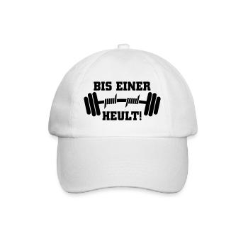 Bis einer heult Hantel - Baseballkappe - Weiß/Weiß - Vorne