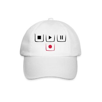 play pause stop rec - Baseball Cap - white/white - Front