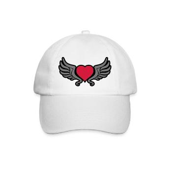 tribal_heart_wings_kontur_3c - Baseballkappe - Weiß/Weiß - Vorne