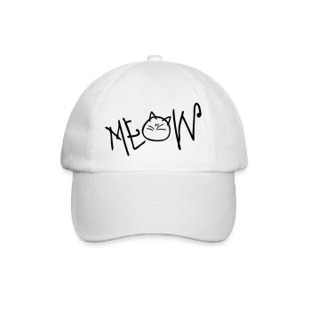 MEOW text cat - Baseball Cap - white/white - Front