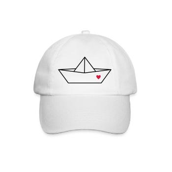 Boat paper ship heart I harbor love gift - Baseball Cap - white/white - Front