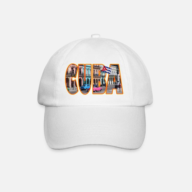 Cuba! Ein Tolles Cuba Schrift-Motiv! - Baseballkappe - Weiß/Weiß