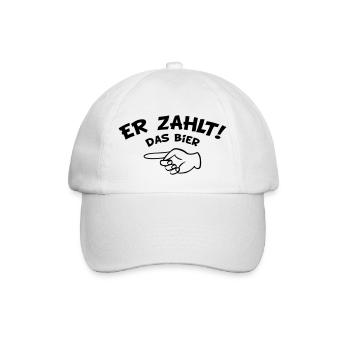 er_zahlt02 - Baseballkappe - Weiß/Weiß - Vorne