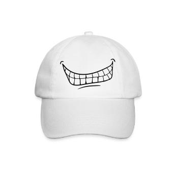 Grinning Evil Horror Mouth Smile Comic Teeth - Baseball Cap - white/white - Front