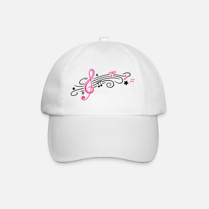 Music, clef with stars and music notes - Baseball Cap - white/white