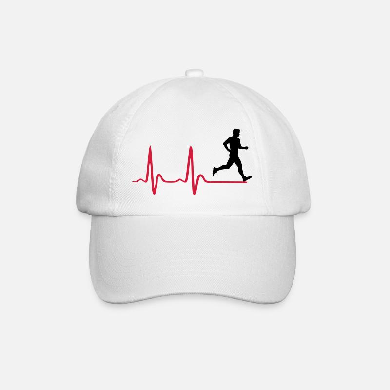 Laufen, Läufer und Herzschlag - Baseballkappe - Weiß/Weiß