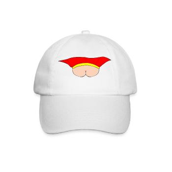 Flying Bum (Gesicht auf) - kein Text - Baseballkappe - Weiß/Weiß - Vorne