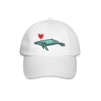 baleines mer poisson eau mer mer cachalot coeur - Casquette classique - blanc/blanc - Devant