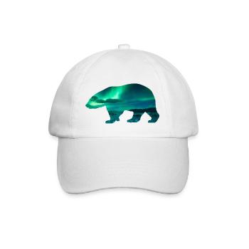 Polar Bear Northern Lights design - Baseball Cap - white/white - Front