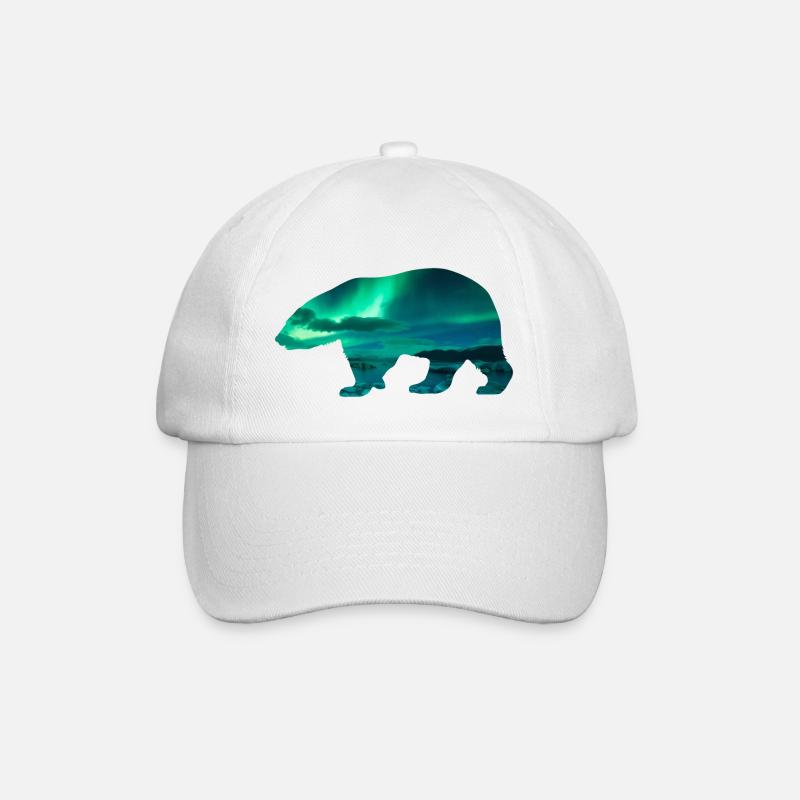 Eisbär Nordlichter Design - Baseballkappe - Weiß/Weiß