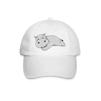 Cute sleeping hippo - Baseball Cap - white/white - Front