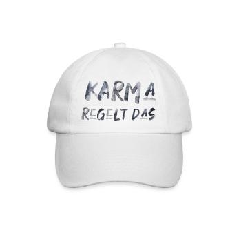 Karma regelt das Spruch lustig Inspiration - Baseballkappe - Weiß/Weiß - Vorne