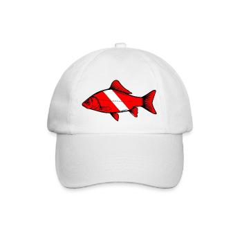Karpfen von Scuba.Style - Baseballkappe - Weiß/Weiß - Vorne