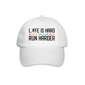 Life is Hard. Run Harder. - Baseball Cap - white/white - Front